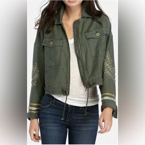 Free People extreme crop embellished military Jacket Women’s size Small